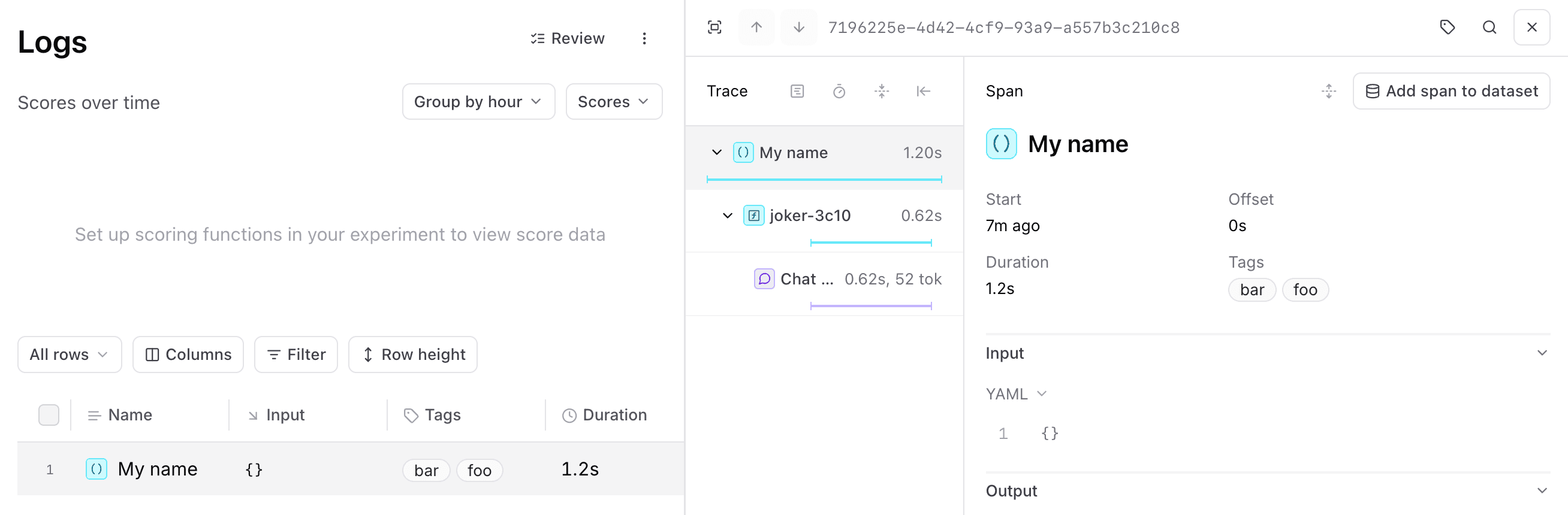 Logs with invoke